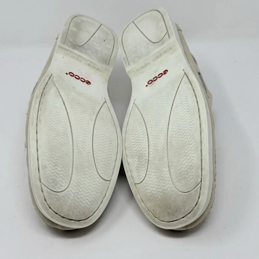 Ecco Boat Shoes Mens 12 - 12.5 EU 46 Beige Brown Suede Water Repellent Preppy
